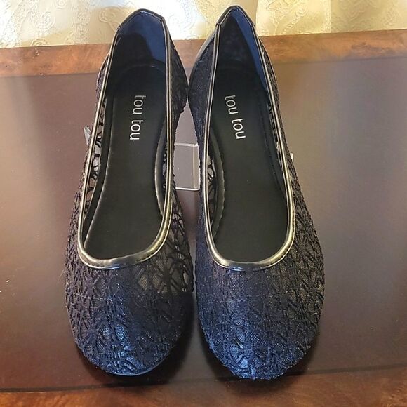BRAND NEW  TOUTOU ELENA BLACK BALLET FLATS LACE  WOMEN"S SHOES - Picture 12 of 15